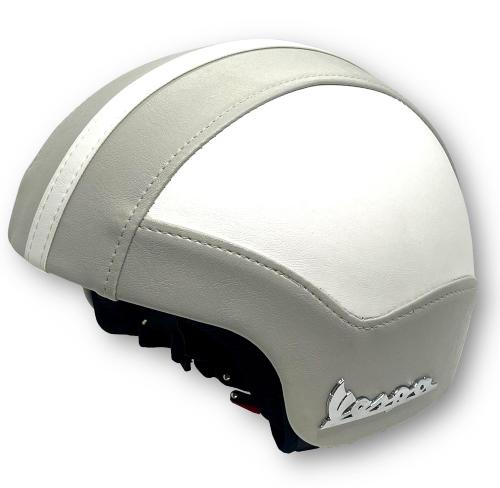MIM-VES0180.1-S - Casco vintage in ecopelle omologato per Vespa con visiera  a scomparsa Taglia S - Moto In Moto