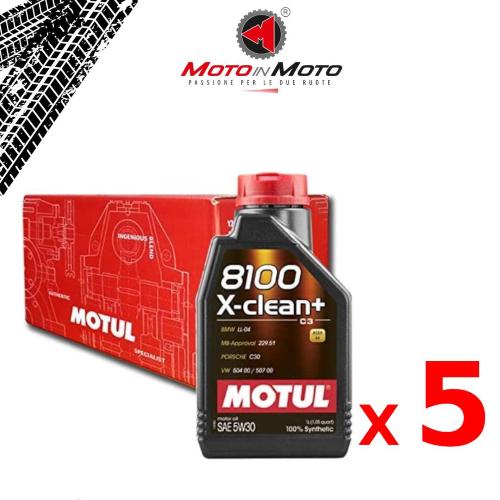 KT10637X5 - Olio Motul Auto 8100 X-clean+ 5W30-5x 1 lt 
