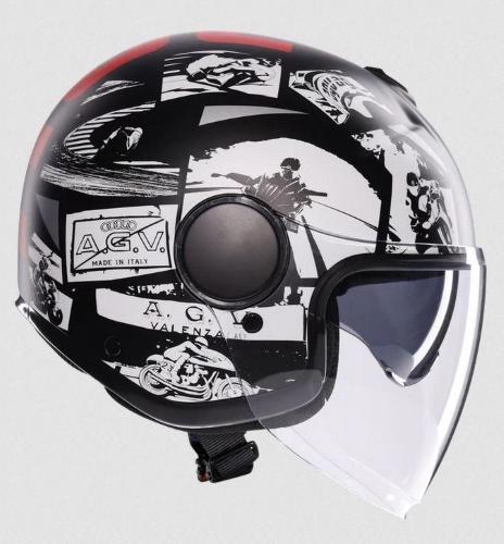 Casco Jet Eteres E2206 History Matt Nero Bianco Rosso