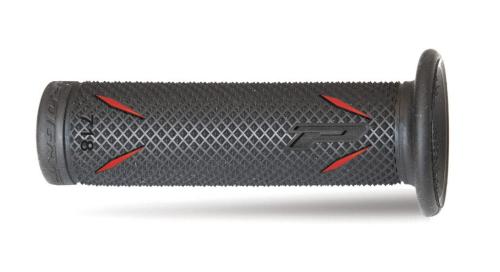 Coppia Manopole Road Progrip 717 Doppia Densità Nero / Rosso